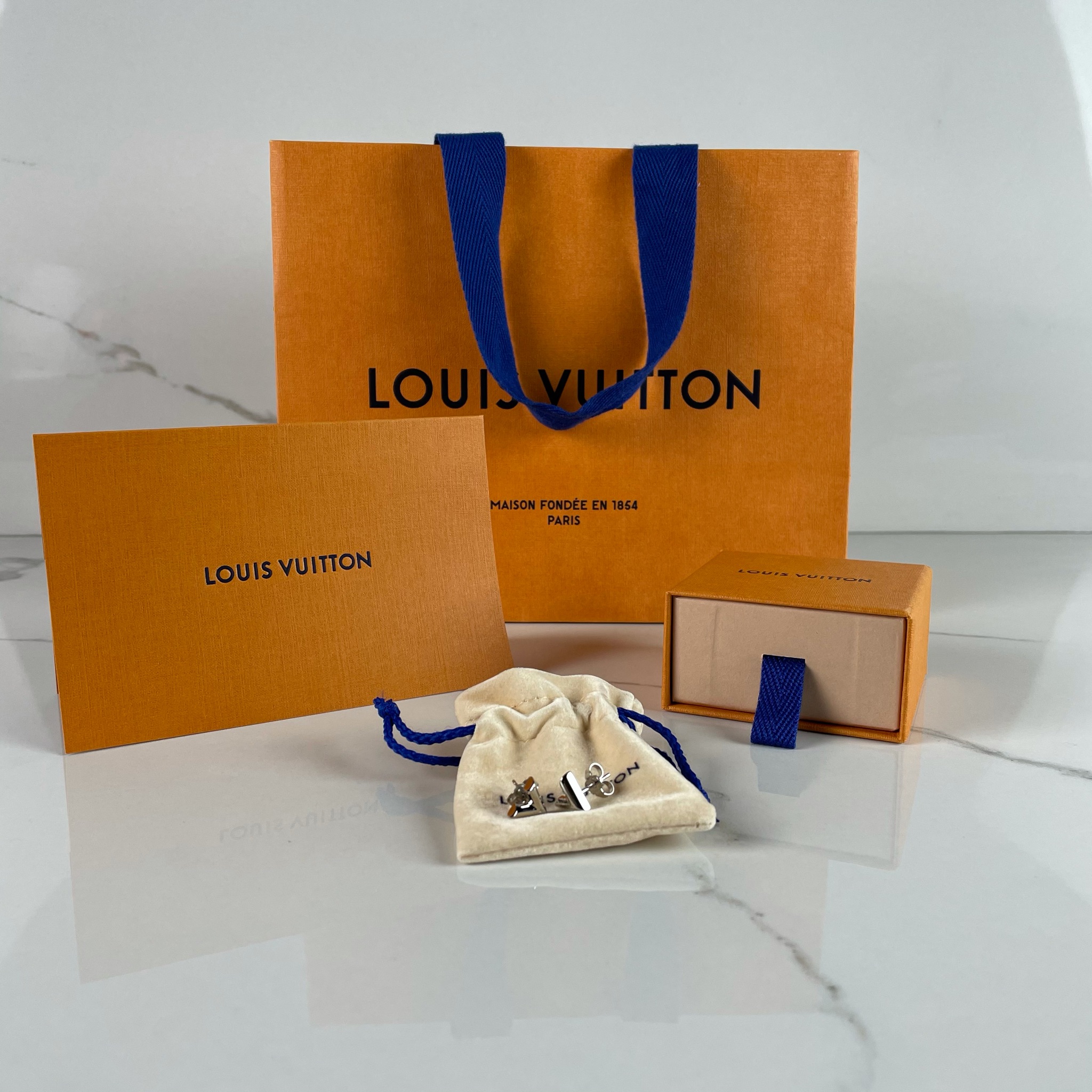 Louis Vuitton Essential V Stud Earrings Metal Gold 1027441
