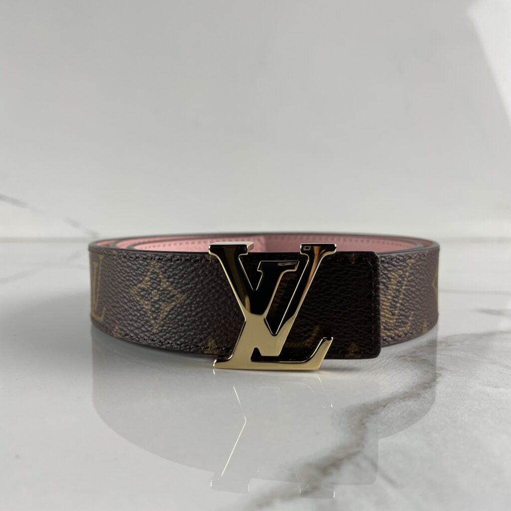 Louis Vuitton LV Initiales 30 mm Reversible Belt Brown + Calf Leather. Size 85 cm