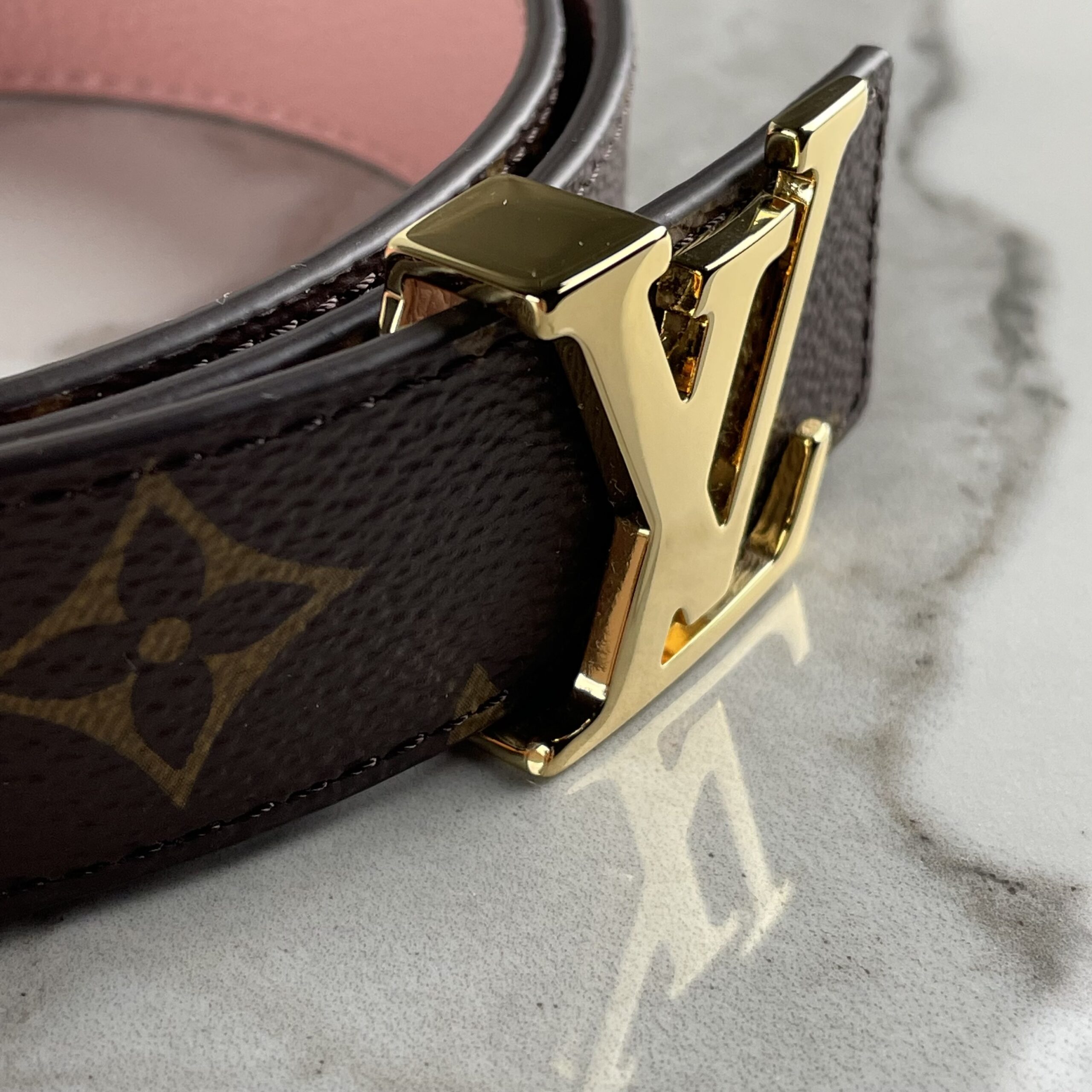 Louis Vuitton Monogram Eclipse LV Initiales Reversible Belt 85CM