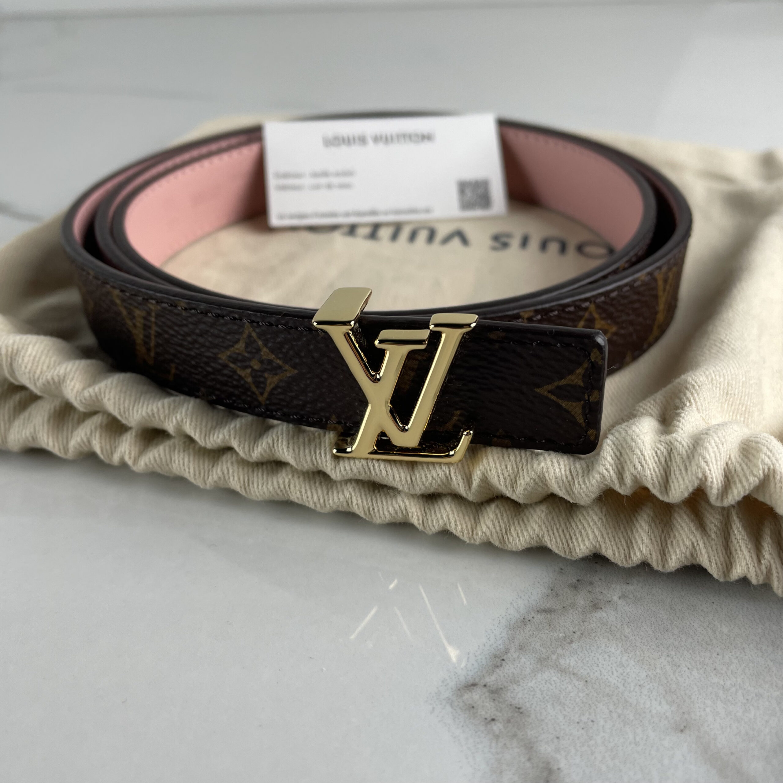 Louis Vuitton LV Iconic 20mm Reversible Belt Brown + Calf Leather. Size 85 cm