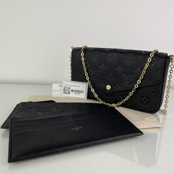 Louis Vuitton LV Pochette Félicie cuir Empreinte noir pochettes sac à vendre neuf nouveau nouvelle d'occasion deuxième main seconde main pour les femmes authentique luxe